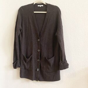 Madewell Asherton Waffle Cardigan Sweater Medium Brown Wool Blend